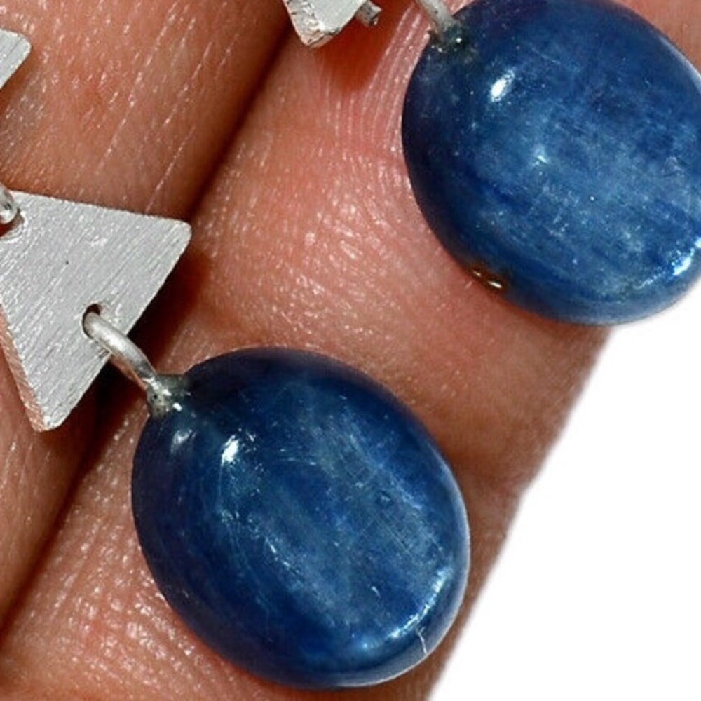 Blue kyanite sterling silver earrings - Picture 2 of 2